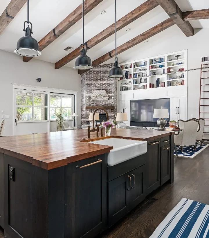 Luxury kitchen with farmhouse sink — residential plumbing services for your home